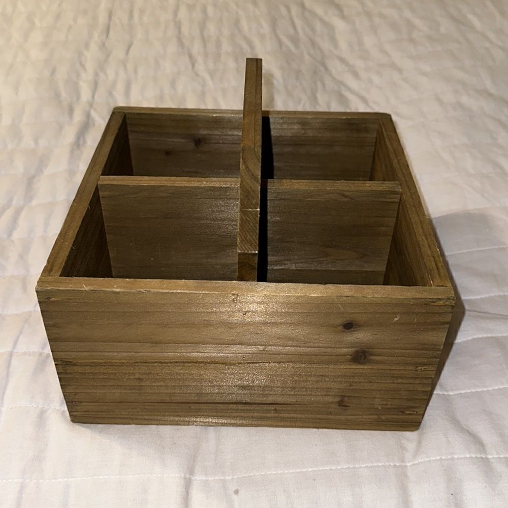 Vintage Handmade Brown Four Wine Bottle Storage Caddy